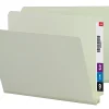 Smead® Extra-Strength Pressboard End-Tab Folders, Straight Cut, Letter Size, 100% Recycled, Gray/Green, Pack Of 25