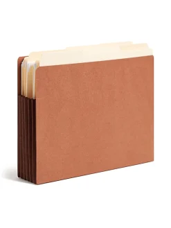 Smead® Extra-Wide Redrope End-Tab File Pocket With Dark Brown Tear Resistant Gusset, Extra Wide Letter Size, 5 1/4" Expansion, 30% Recycled, Box Of 10
