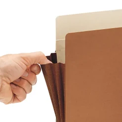 Smead® Extra-Wide Redrope End-Tab File Pocket With Dark Brown Tear Resistant Gusset, Extra Wide Letter Size, 3 1/2" Expansion, 30% Recycled, Box Of 10