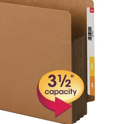 Smead® Extra-Wide Redrope End-Tab File Pocket With Dark Brown Tear Resistant Gusset, Extra Wide Letter Size, 3 1/2