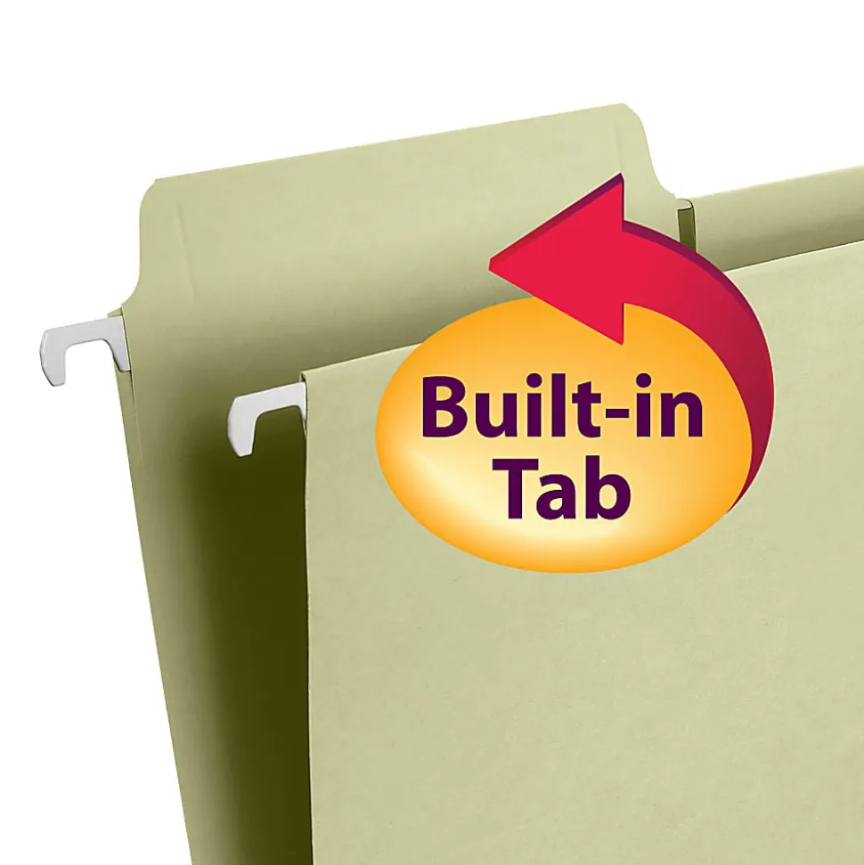 Smead® FasTab® Hanging File Folders, Letter Size, Assorted Colors, Pack Of 18