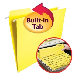 Smead® FasTab® Hanging File Folders, Letter Size, Yellow, Box Of 20