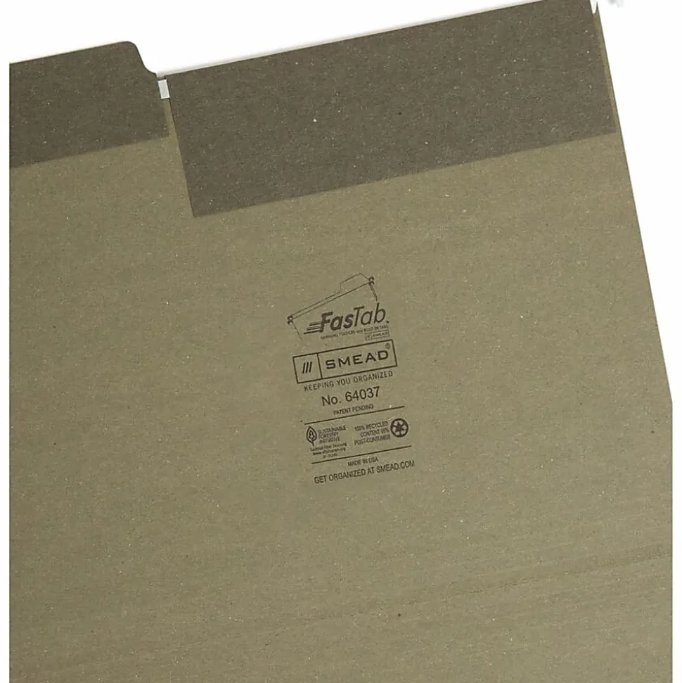 Smead® FasTab® Hanging Folders With 1/3-Cut Tabs, Letter Size, Standard Green, Box Of 20 Folders