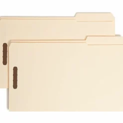 Smead® Fastener Folders With Reinforced Tab, 2" Capacity, 2 Fasteners, Legal Size,1/3-Cut Tab, Manila, Box Of 50
