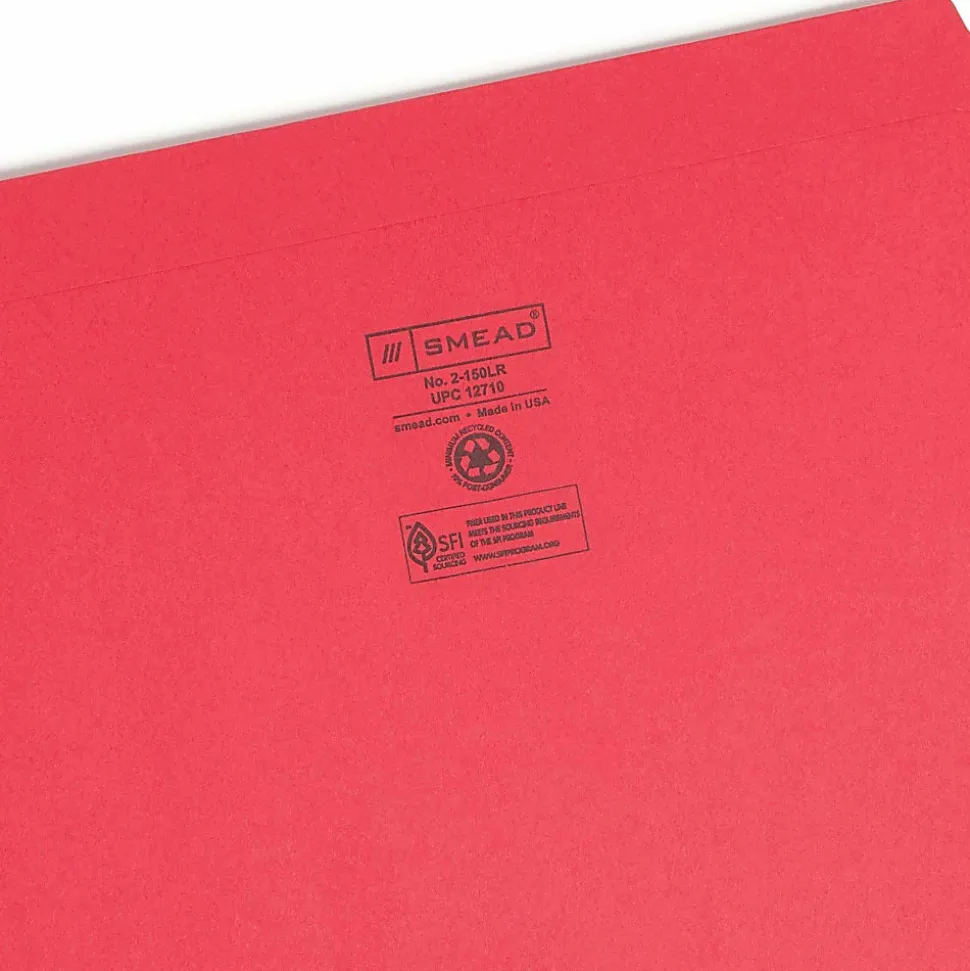 Smead® File Folders, Letter Size, Straight Cut, Red, Box Of 100