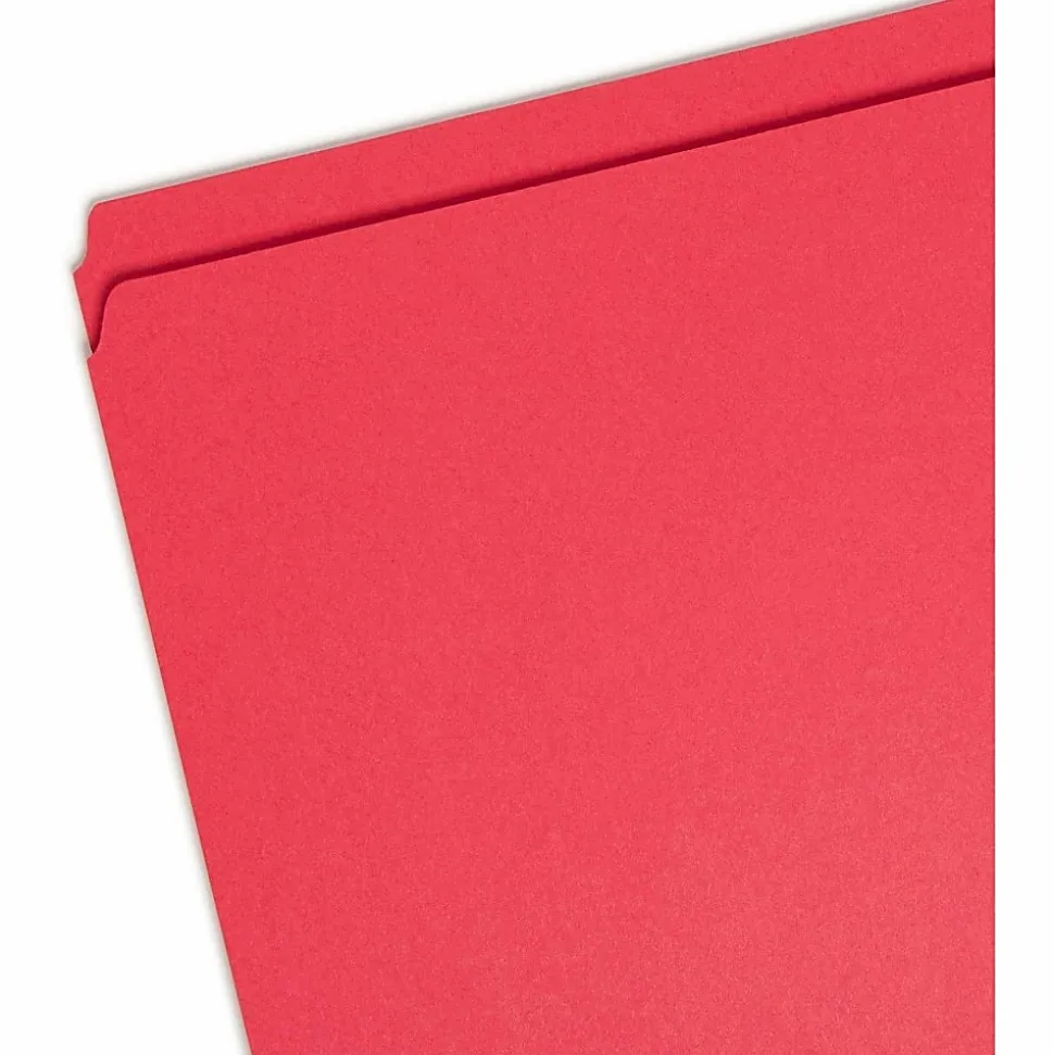 Smead® File Folders, Letter Size, Straight Cut, Red, Box Of 100