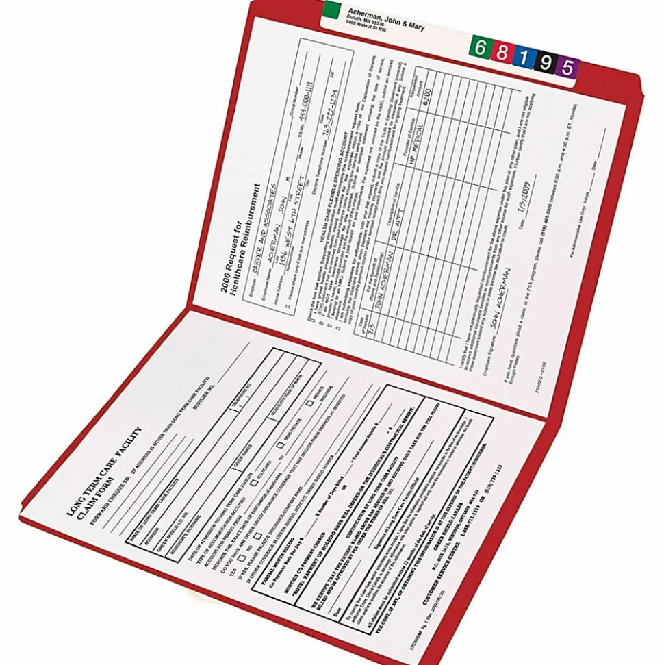 Smead® File Folders, Letter Size, Straight Cut, Red, Box Of 100