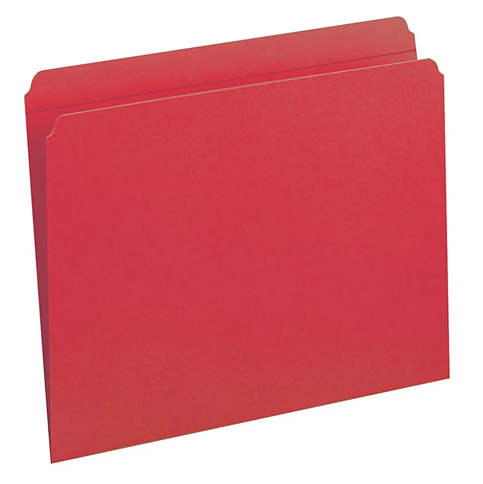 Smead® File Folders, Letter Size, Straight Cut, Red, Box Of 100