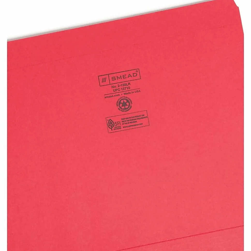 Smead® File Folders, Letter Size, Straight Cut, Red, Box Of 100