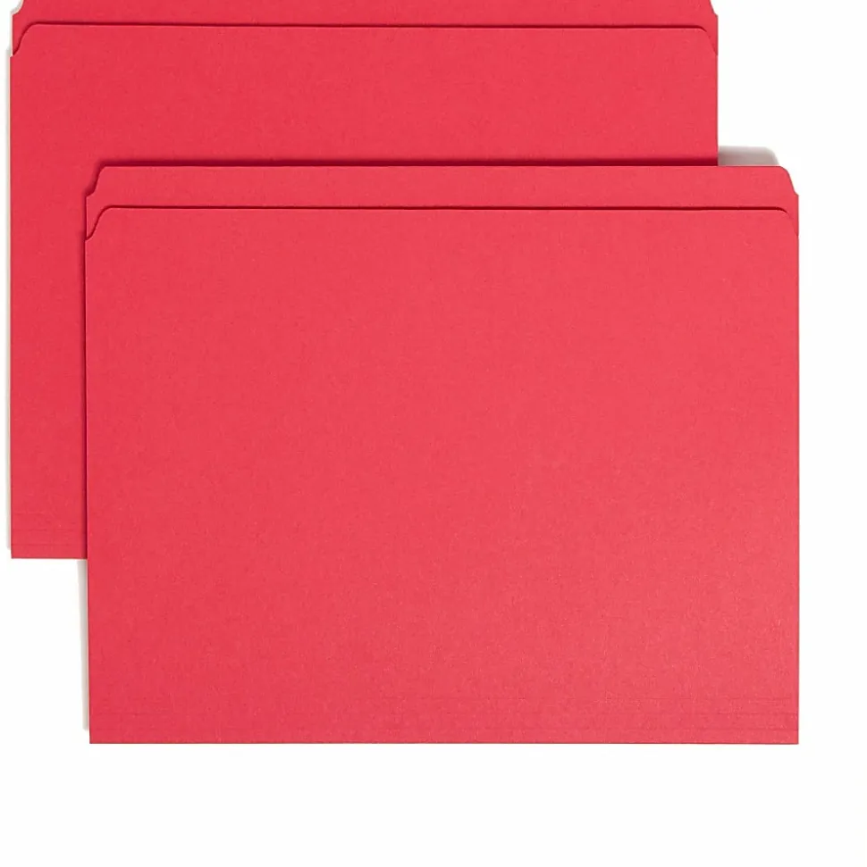 Smead® File Folders, Letter Size, Straight Cut, Red, Box Of 100