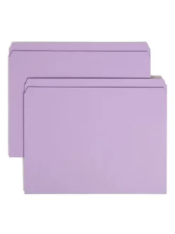 Smead® File Folders, Letter Size, Straight Cut, Lavender, Box Of 100