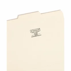 Smead® File Folders, Letter Size, 1/3 Cut, Center Tab Cut, Manila, Box Of 100