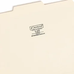 Smead® File Folders, Letter Size, 1/3 Cut, Center Tab Cut, Manila, Box Of 100