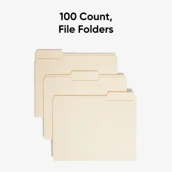Smead® File Folders, Letter Size, 1/3 Cut, Manila, Pack Of 100 (10330)