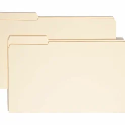 Smead® File Folders, Reinforced Tab, 1/3 Cut, Left Position, Legal Size, Manila, Box Of 100