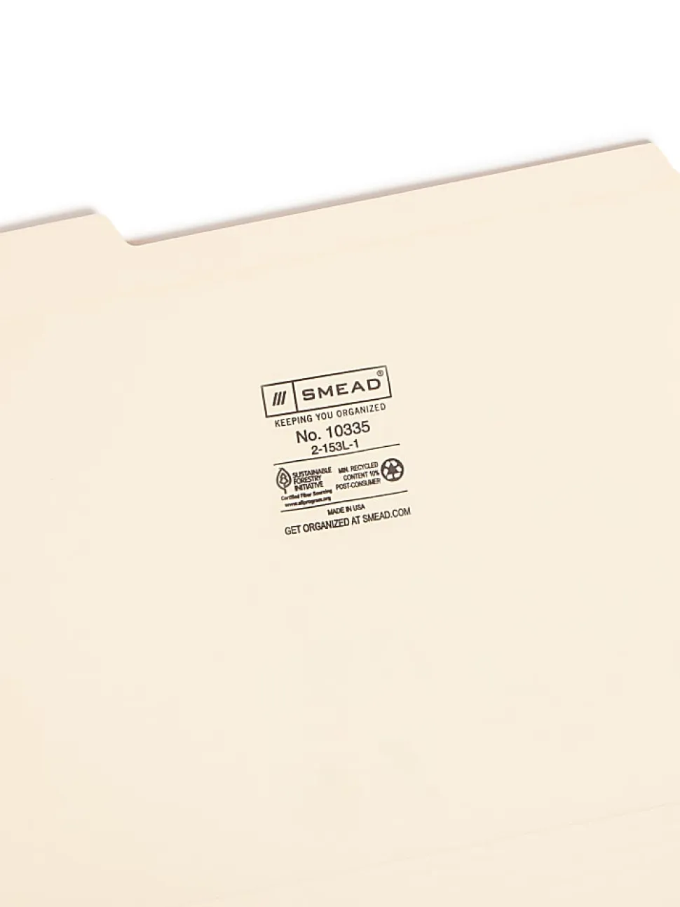 Smead® File Folders, Reinforced Tab, 1/3 Cut, Left Position, Letter Size, Manila, Box Of 100