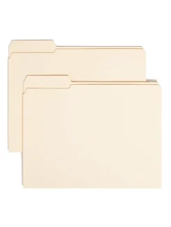 Smead® File Folders, Reinforced Tab, 1/3 Cut, Left Position, Letter Size, Manila, Box Of 100