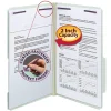 Smead® Guide Height Pressboard Folders With SafeSHIELD® Fasteners, 2/5 Cut, Legal Size, 2" Expansion, Gray/Green, Box Of 25