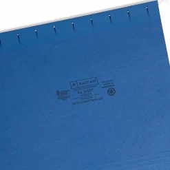Smead® Hanging File Folders, 1/5-Cut Adjustable Tab, Letter Size, Navy, Box Of 25