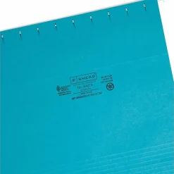 SmeadĀ® Hanging File Folders, 1/5-Cut Adjustable Tab, Letter Size, Teal, Box Of 25