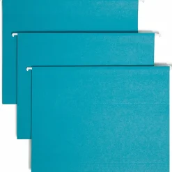 Smead® Hanging File Folders, 1/5-Cut Adjustable Tab, Letter Size, Teal, Box Of 25