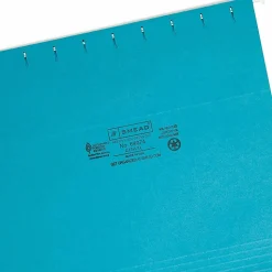 Smead® Hanging File Folders, 1/5-Cut Adjustable Tab, Letter Size, Teal, Box Of 25