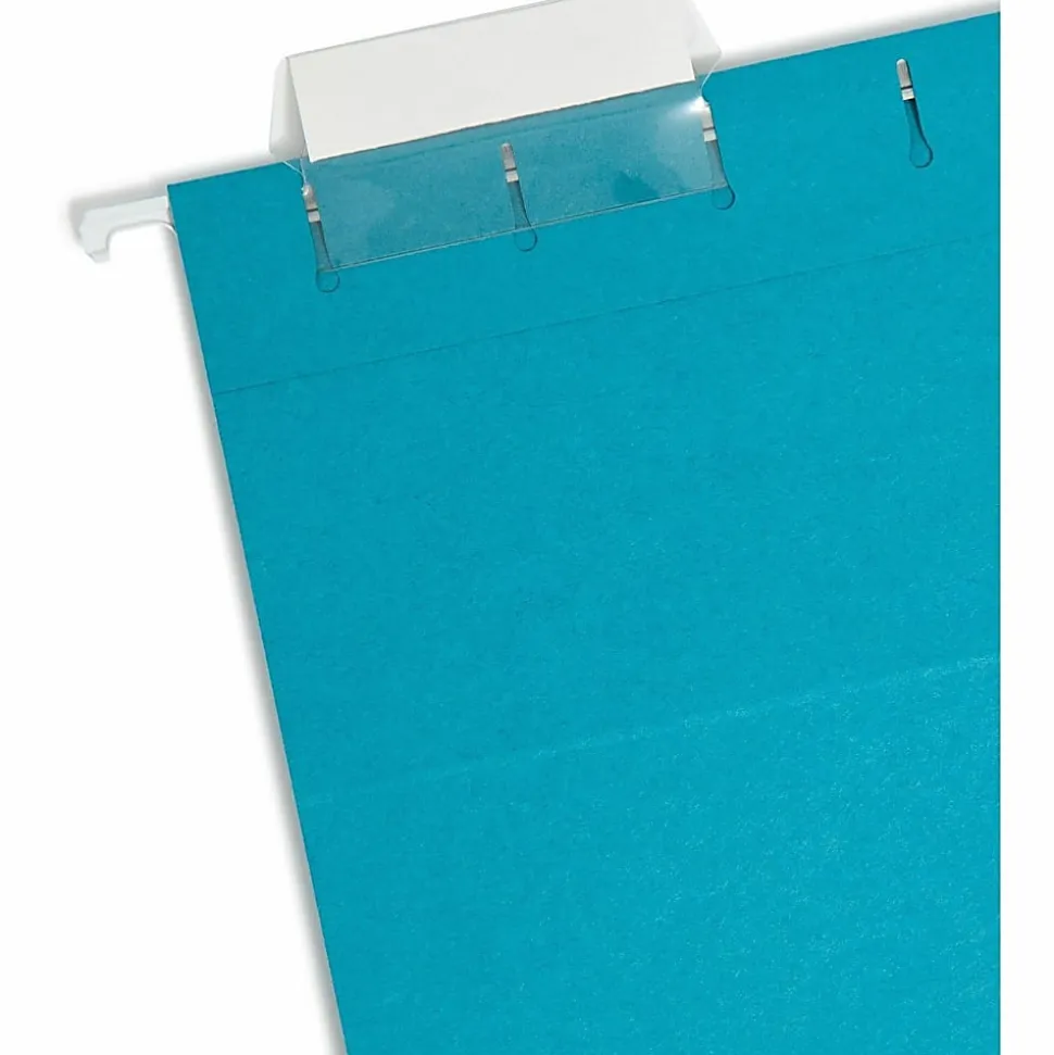 Smead® Hanging File Folders, 1/5-Cut Adjustable Tab, Letter Size, Teal, Box Of 25