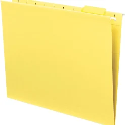 Smead® Hanging File Folders, 1/5-Cut Adjustable Tab, Letter Size, Yellow, Box Of 25