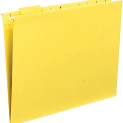 Smead® Hanging File Folders, 1/5-Cut Adjustable Tab, Letter Size, Yellow, Box Of 25