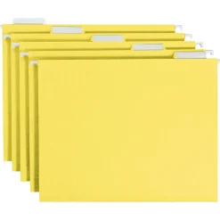 Smead® Hanging File Folders, 1/5-Cut Adjustable Tab, Letter Size, Yellow, Box Of 25