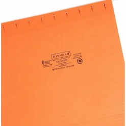 SmeadĀ® Hanging File Folders, 1/5-Cut Adjustable Tab, Letter Size, Orange, Box Of 25