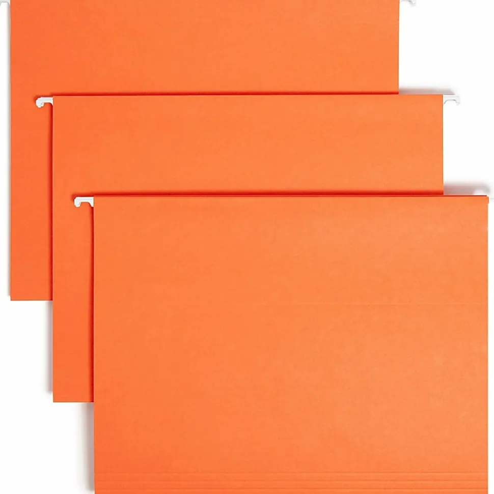 Smead® Hanging File Folders, 1/5-Cut Adjustable Tab, Letter Size, Orange, Box Of 25