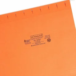 Smead® Hanging File Folders, 1/5-Cut Adjustable Tab, Letter Size, Orange, Box Of 25