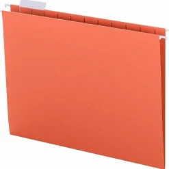 Smead® Hanging File Folders, 1/5-Cut Adjustable Tab, Letter Size, Orange, Box Of 25