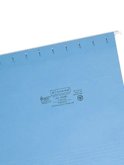 SmeadĀ® Hanging File Folders, 1/5-Cut Adjustable Tab, Letter Size, Blue, Box Of 25