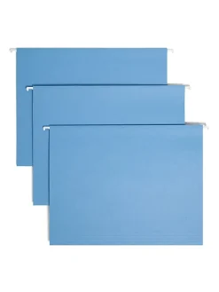 Smead® Hanging File Folders, 1/5-Cut Adjustable Tab, Letter Size, Blue, Box Of 25