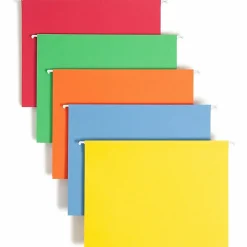 Smead® Hanging File Folders, 1/5-Cut Tab, Letter Size, Assorted Primary Colors, Box Of 25 (64059)