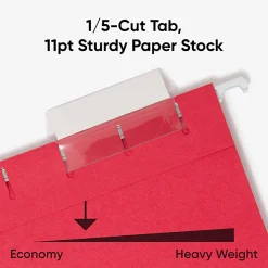 Smead® Hanging File Folders, 1/5-Cut Tab, Letter Size, Assorted Primary Colors, Box Of 25 (64059)