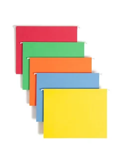 Smead® Hanging File Folders, 1/5-Cut Tab, Letter Size, Assorted Primary Colors, Box Of 25 (64059)