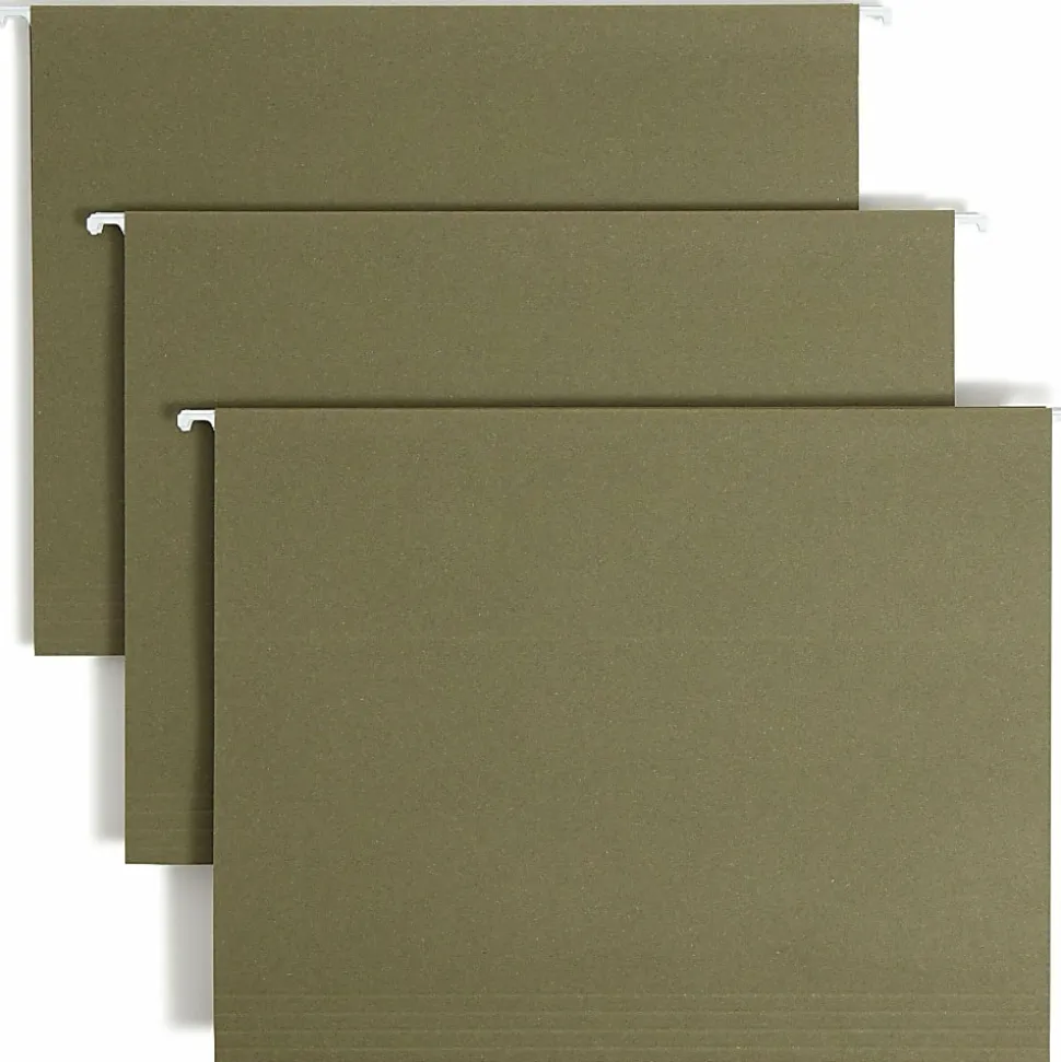 Smead® Hanging File Folders, Letter Size, 100% Recycled, Standard Green, Box Of 25