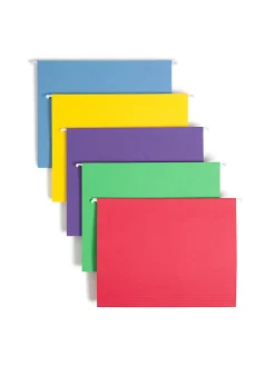 Smead Hanging File Folders With Adjustable Tabs, Letter Size, 1/3 Cut, Assorted Colors, Box Of 25