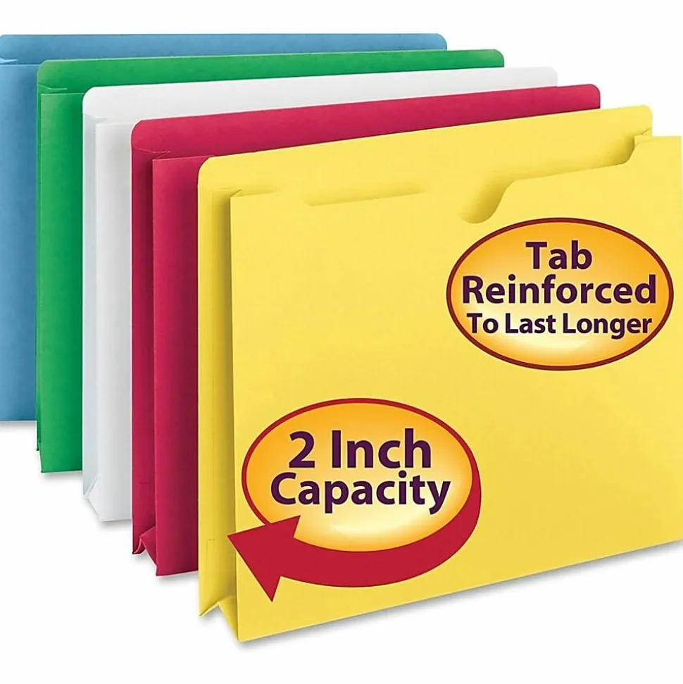 Smead® Heavyweight Color File Jackets, Letter Size, 2" Expansion, Assorted, Box Of 50