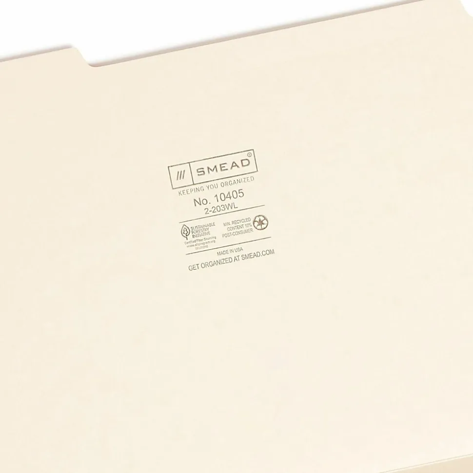 Smead® Heavyweight Top-Tab Expansion Folders, Letter Size, Manila, Box Of 50