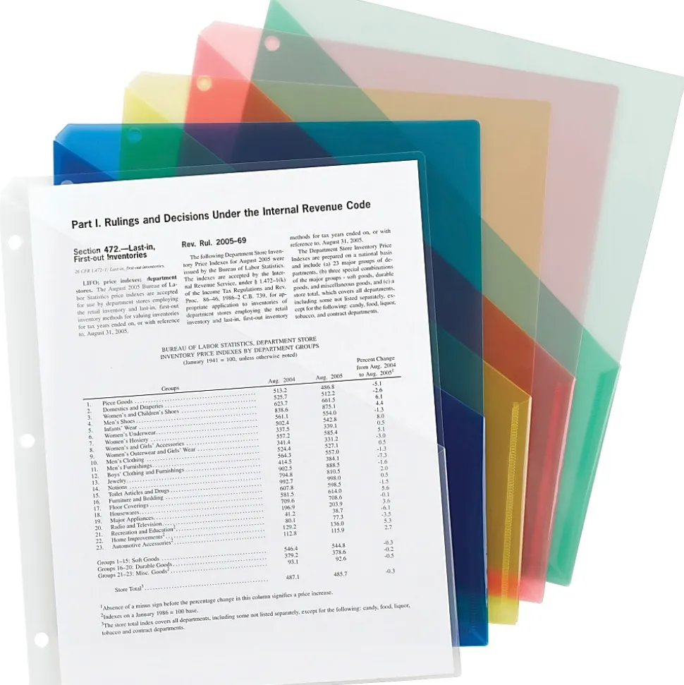 Smead® Inndura 3-Hole Poly Slash Jackets, 9 1/4" x 11 1/4", Assorted Colors, Pack Of 5