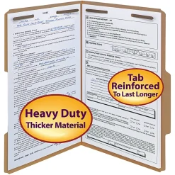 Smead® Kraft Fastener Folders, 2/5 Cut, Legal Size, Kraft, Box Of 50