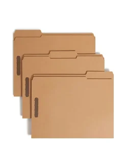 Smead® Kraft Reinforced Tab Fastener Folders, Letter Size, 1/3 Cut, Pack Of 50