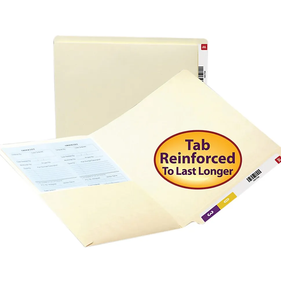 Smead® Manila End-Tab Pocket Folders, Straight Cut, Letter Size, Pack Of 50