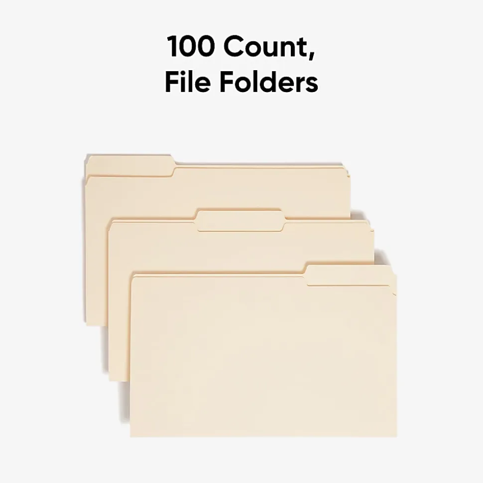 Smead® Manila File Folders, Legal Size, 1/3 Cut, Pack Of 100 (15330)