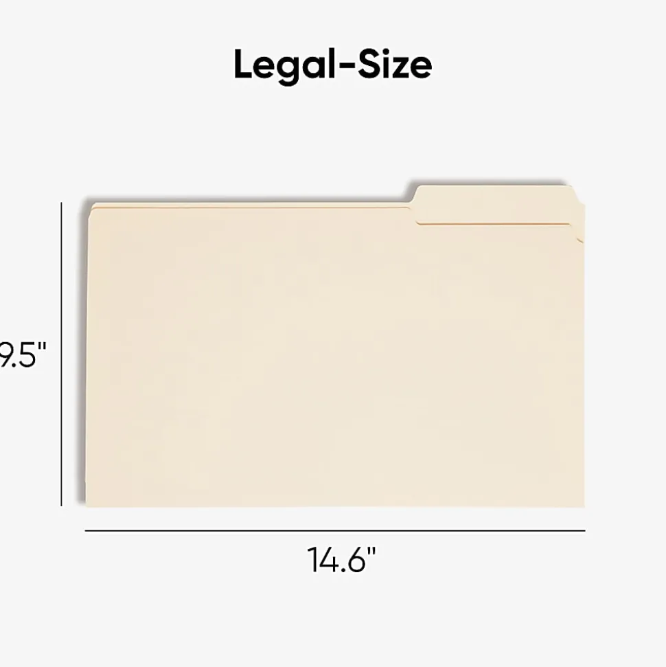 Smead® Manila File Folders, Legal Size, 1/3 Cut, Pack Of 100 (15330)