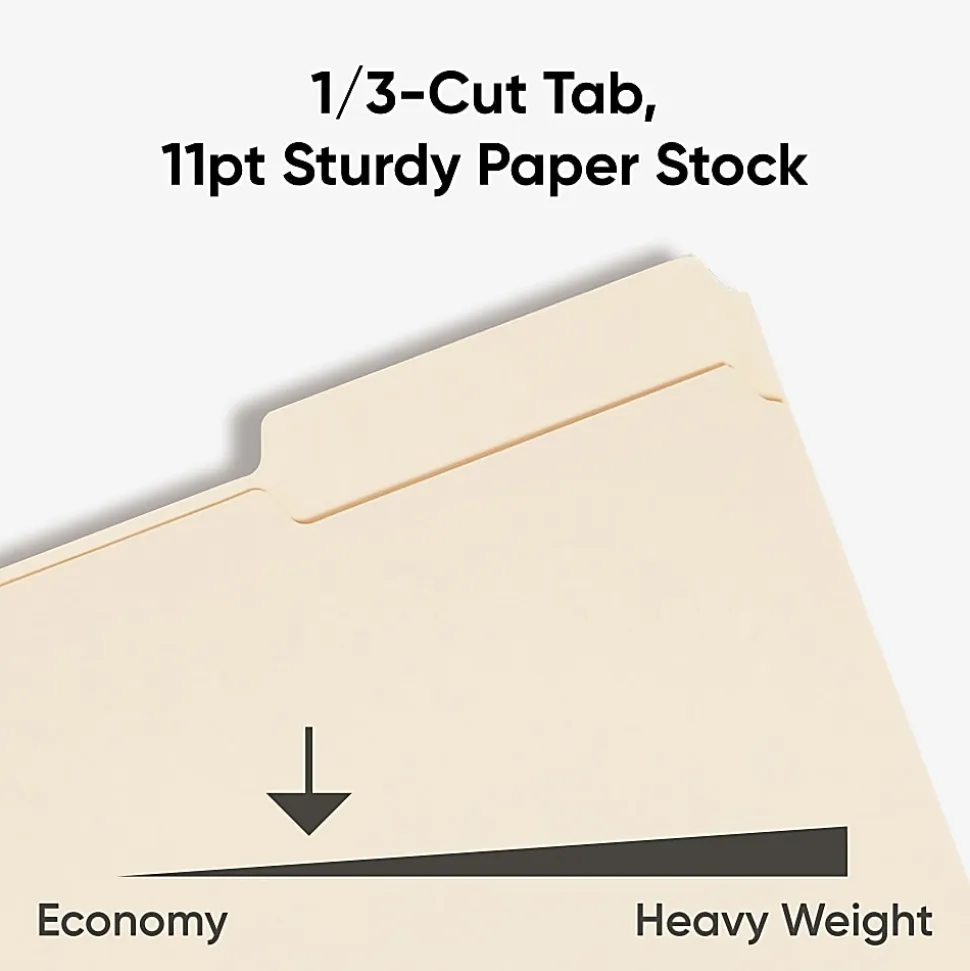 Smead® Manila File Folders, Legal Size, 1/3 Cut, Pack Of 100 (15330)